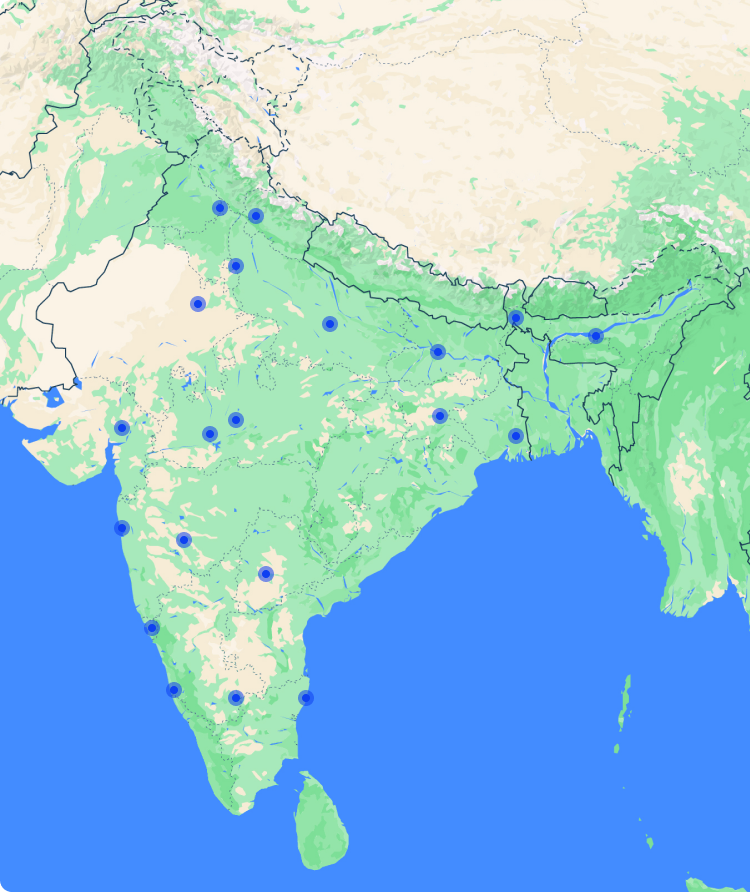 India Map showing CareerBeam reach